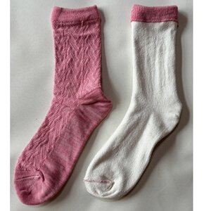 【ezu】ひえとりくつした 薄手/ピンク◆シルク×コットンの二重構造靴下◆ジャガード編み【1650083】