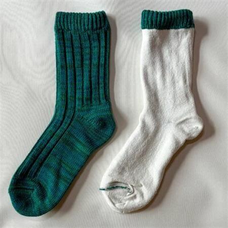 【ezu】hietori kutsushita/グリーン◆シルク×コットンの二重構造靴下【1650089】