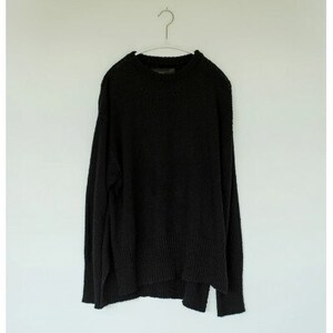[ezu]monochrome sweater black /コットン100%◆黒◆Lサイズ