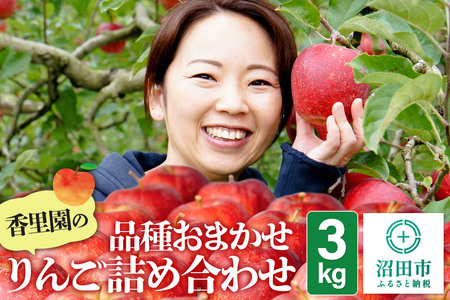 《10月上旬～11月下旬発送》香里園の品種おまかせ りんご詰め合わせ 3kg