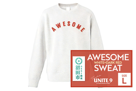 AWESOME SWEAT WHITE×DARK RED / L FUN工房UNITE9