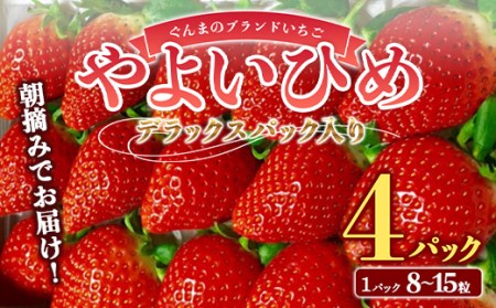 朝摘みでお届け!ぐんまのブランドいちご「やよいひめ」 デラックスパック入り大粒 4パック イチゴ 苺 期間限定 フルーツ 果物