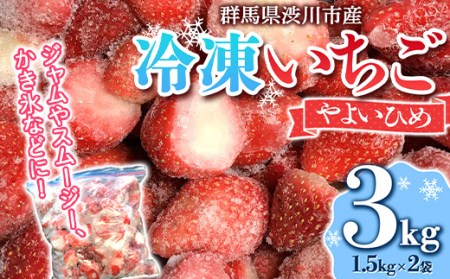 群馬県渋川市産冷凍いちご 「やよいひめ」3kg いちご イチゴ 苺 冷凍 小分け フルーツ 果物 国産 F4H-0068