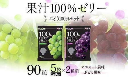 90粒入り!下仁田の果汁100%ゼリー2種 ぶどう100%セット(2種×5袋9粒入り) F21K-389