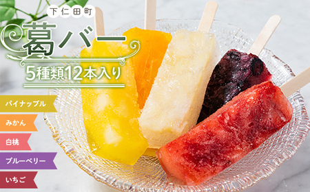 葛バー 5種類 12本入り パイナップル みかん 白桃 ブルーベリー いちご アイス フルーツ 溶けないアイス もちもち むっちり 和菓子 バラエティ 詰め合わせ セット おやつ F21K-301