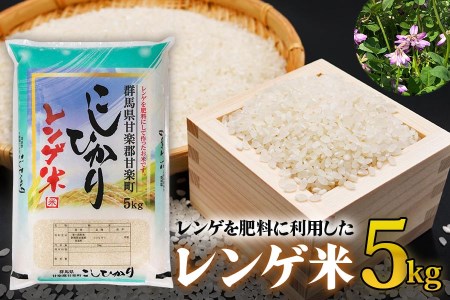 レンゲ米5kg×1袋|コシヒカリ 精米 白米 お米 ごはん 甘楽町産 令和5年度米 [0141]