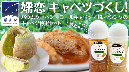【9月下旬発送開始】 嬬恋 キャベツ づくし! バウムクーヘン ・ ロールキャベツ ・ ドレッシング のキャベツ特選 セット 嬬恋キャベツ たまなバウム 浅間ミート オリジナルドレッシング サラダ レトルト 惣菜 [AH034tu]