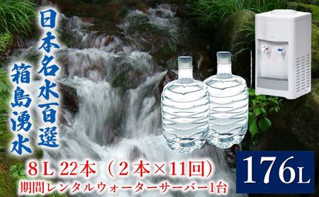 群馬の名水 箱島湧水 エア８L計22本（2本×11回）期間 レンタル ウォーターサーバー 1台 飲料 ドリンク 飲料類 水 ミネラルウォーター 名水 天然水 飲み物 産地直送 