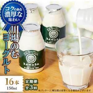 【毎月定期便】川場のむヨーグルト 150ml×16本セット全3回【配送不可地域：離島】【4072338】