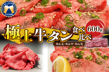 極上牛タン食べ比べ(600g) 群馬県 千代田町 牛肉 牛タン お肉 焼肉 バーベキュー BBQ キャンプ アウトドア 食品 冷凍便 グルメ お取り寄せ 送料無料