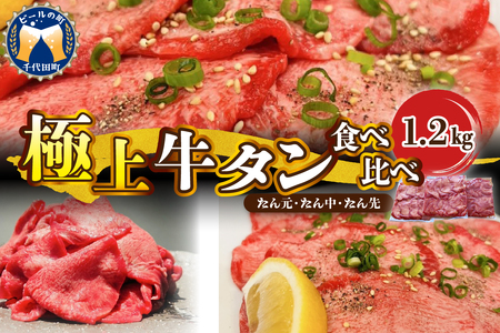 極上牛タン食べ比べ(1200g) 群馬県 千代田町 牛肉 牛タン 焼肉