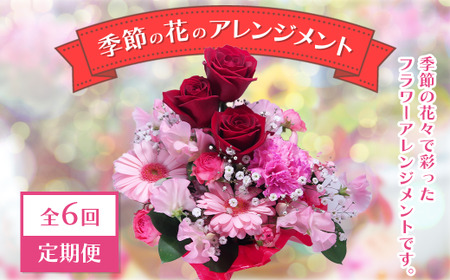 [全6回定期便]季節の花のアレンジメント定期便 1年間!2か月に1度お花が届きます [11100-0734]
