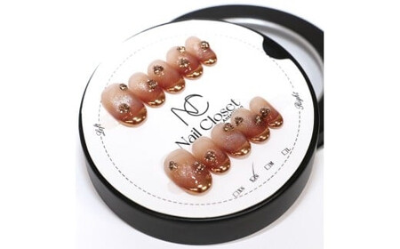 ネイルチップ　ショート【飴色の華】Mサイズ　Antellijan大宮ネイルサロンのハンドメイド　S1-M