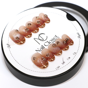 ネイルチップ ショート[飴色の華]Lサイズ Antellijan大宮ネイルサロンのハンドメイド S1-L [11100-2105]