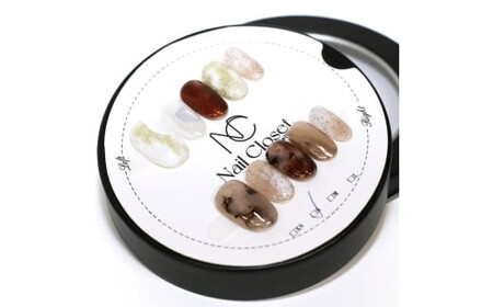 ネイルチップ　ミディアム【琥珀煙】Sサイズ　Antellijan大宮ネイルサロンのハンドメイド　M2-S