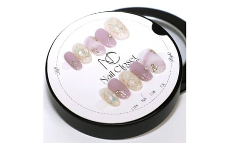 ネイルチップ　ミディアム【月紫】Lサイズ　Antellijan大宮ネイルサロンのハンドメイド　M3-L