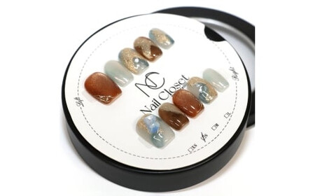 ネイルチップ　ミディアム【宵のあかね】Sサイズ　Antellijan大宮ネイルサロンのハンドメイド　M9-S