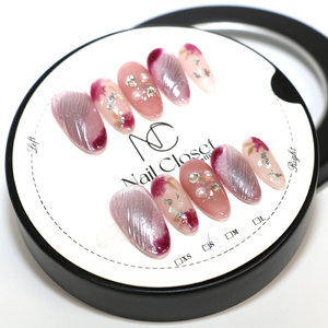 ネイルチップ ロング[恋色パルフェ]XSサイズ Antellijan大宮ネイルサロンのハンドメイド L2-XS [11100-2162]