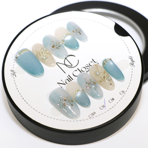 ネイルチップ ロング[朝露の庭]Lサイズ Antellijan大宮ネイルサロンのハンドメイド L3-L [11100-2169]