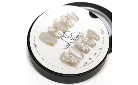 ネイルチップ　ロング【金木淡花】Mサイズ　Antellijan大宮ネイルサロンのハンドメイド　L5-M