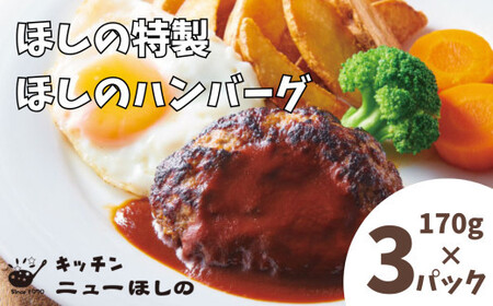 キッチンニューほしの ほしのハンバーグ(自家製デミソース付き)170g×3パック [11100-2180]