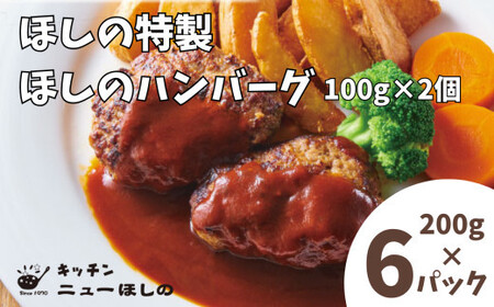 キッチン  ニューほしの  ほしのハンバーグ(自家製デミソース付き)100g2個入×6パック　【11100-2191】
