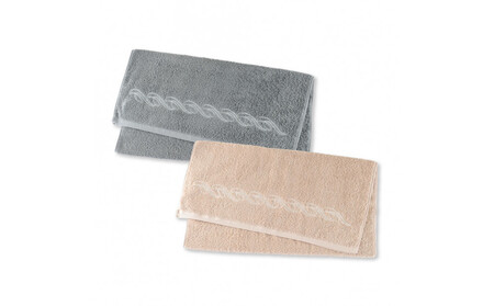 [1秒タオル]プレジール バスタオル2枚セット(ベージュ,ブルーグレー)