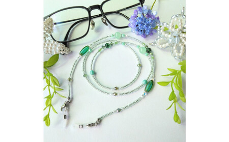 癒しカラー メガネチェーン メガネホルダー 天然石 グリーン系 プレゼント ギフト