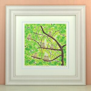 栗乃木ハルミ版画額装品「7owlets」【1242923】
