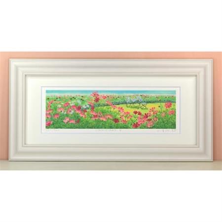 栗乃木ハルミ版画額装品「コスモスにかこまれて2」【1229916】