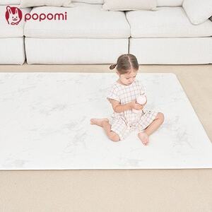popomi 抗菌もちもちプレイマット モダンべージュ&マーブル 140×200×1.6cm