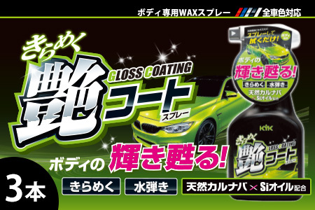 きらめく艶コートスプレー 3本 カー用品 洗車用品 ワックス効果