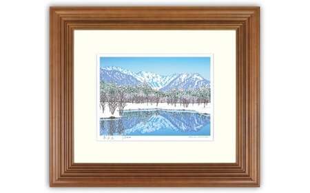 版画 「冬木立」茶額縁 | 版画 セリグラフ