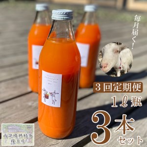 [3回定期便] にんじんジュース 1L瓶 3本セット [自家栽培・有機農法]