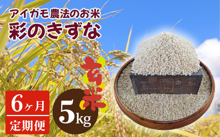 【アイガモ農法のお米＊定期便】ガバレ農場「彩のきずな」5kg×6ヶ月　玄米　精米歩合指定OK No.238