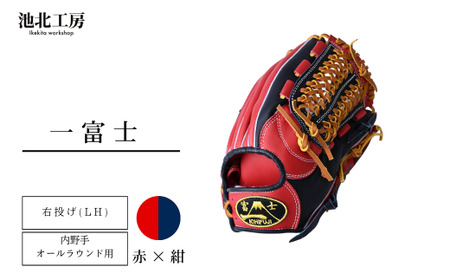 [赤×紺]一富士 軟式グラブ 内野手オールラウンド用 カラー グラブ 野球 内野手 野球グローブ 池北工房 埼玉県 上尾市
