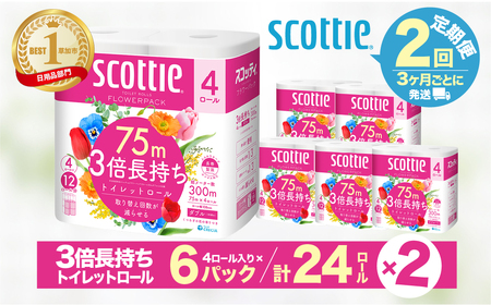 トイレットペーパー [定期便 3ヶ月×2回] ダブル スコッティ 草加市