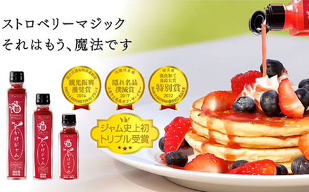 苺のかけジャム中びん3本セット / いちご イチゴ 越谷産イチゴ100% 越谷いちご 手づくり サラサラ かけるジャム 農福商連帯 エシカル消費 埼玉県 No.005