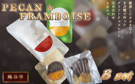 PECAN & FRAMBOISE B set / チョコ カカオ豆 無添加 きび糖 大人チョコ 甘さ控えめ 香り豊か ペカンナッツ フランボワーズ ドライマンゴー オランジェット シトロネット 手作り ギフト ご褒美 スイーツ 詰め合わせ 埼玉県 No.335