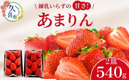 【先行予約】【期間限定 4月～5月まで】あまりん2パックセット 1箱(270g×2パック)| 埼玉県 久喜市  あまりん イチゴ 苺 ストロベリー いちご 食べ比べ