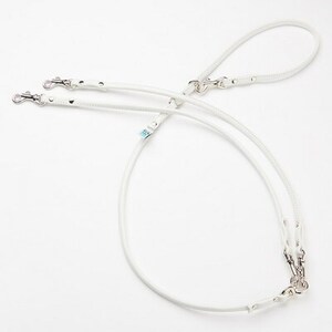 kazama 本革製2頭引き丸めリード[Sサイズ]ホワイト