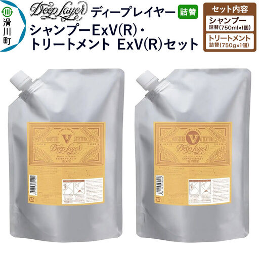 DeepLayer ディープレイヤー シャンプーExV (R) 750mL×1個・トリートメント ExV 750g×1個 [詰替] セット