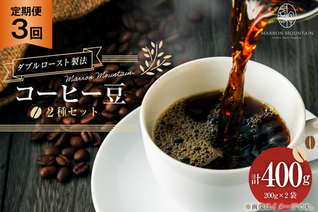 定期便 3回 コーヒー豆 2種セット 200g×2袋 [MARRON MOUNTAIN 埼玉県 小川町 311] 珈琲 ドリップ ダブルロースト製法 フルシティロースト