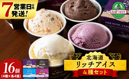 リッチアイスクリーム 16個セット（100ml）【 4種 × 各4個】アイス スイーツ おやつ 冷凍 食べ比べ