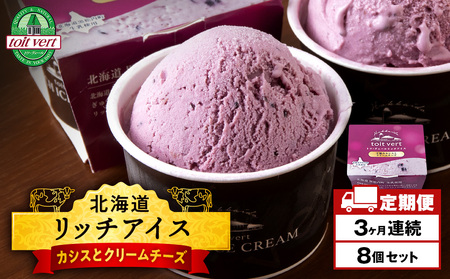 [定期便3ヶ月]リッチアイスクリーム 手摘みカシスとクリームチーズ 8個セット(100ml)