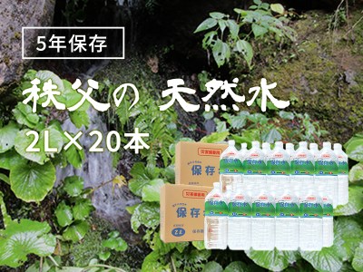 【5年保存水】4人家族で3日分の備蓄量 2L×20本(40L/2箱)