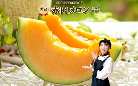 蘭越産 赤肉メロン 2玉 計 約 3kg 以上 [2026年7月上旬-8月上旬まで順次発送予定] 果物 くだもの フルーツ メロン めろん 日持ち 常温 北海道 蘭越町