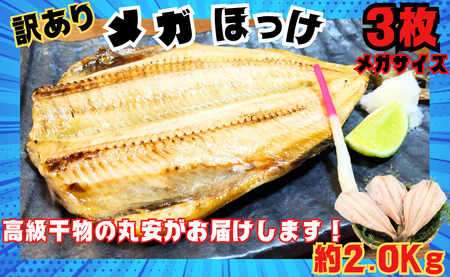 [丸安]メガほっけ開き 特大サイズ 3枚 ほっけ ホッケ 縞ほっけ 縞ホッケ 縞ほっけ干物 縞干物 特大 メガサイズ 創業90余年 専門店 高級 和食 酒の肴 グルメ つまみ おつまみ ビール 日本酒 酒 老舗 国内 厳選 贈り物 国内 製造 ひもの 魚 魚料理 千葉県 銚子市 開き 