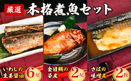 本格 煮魚セット 金目鯛 さば いわし [いわしの生姜醤油 6尾 金目鯛の姿煮 2尾 さばの味噌煮 2枚 ] 魚 魚 魚 魚 魚 鹿島ロジスティックス