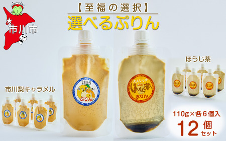 [至福の選択]選べる12個セット(市川梨キャラメル×ほうじ茶)ぷりん [12203-0347]